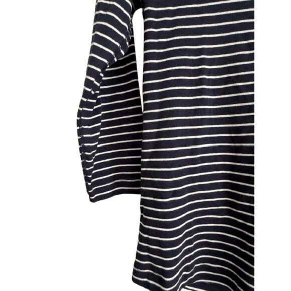 Three Dots V-Neck 3/4 Sleeve Navy Stripe Top – Size L – NWT - Picture 2 of 5